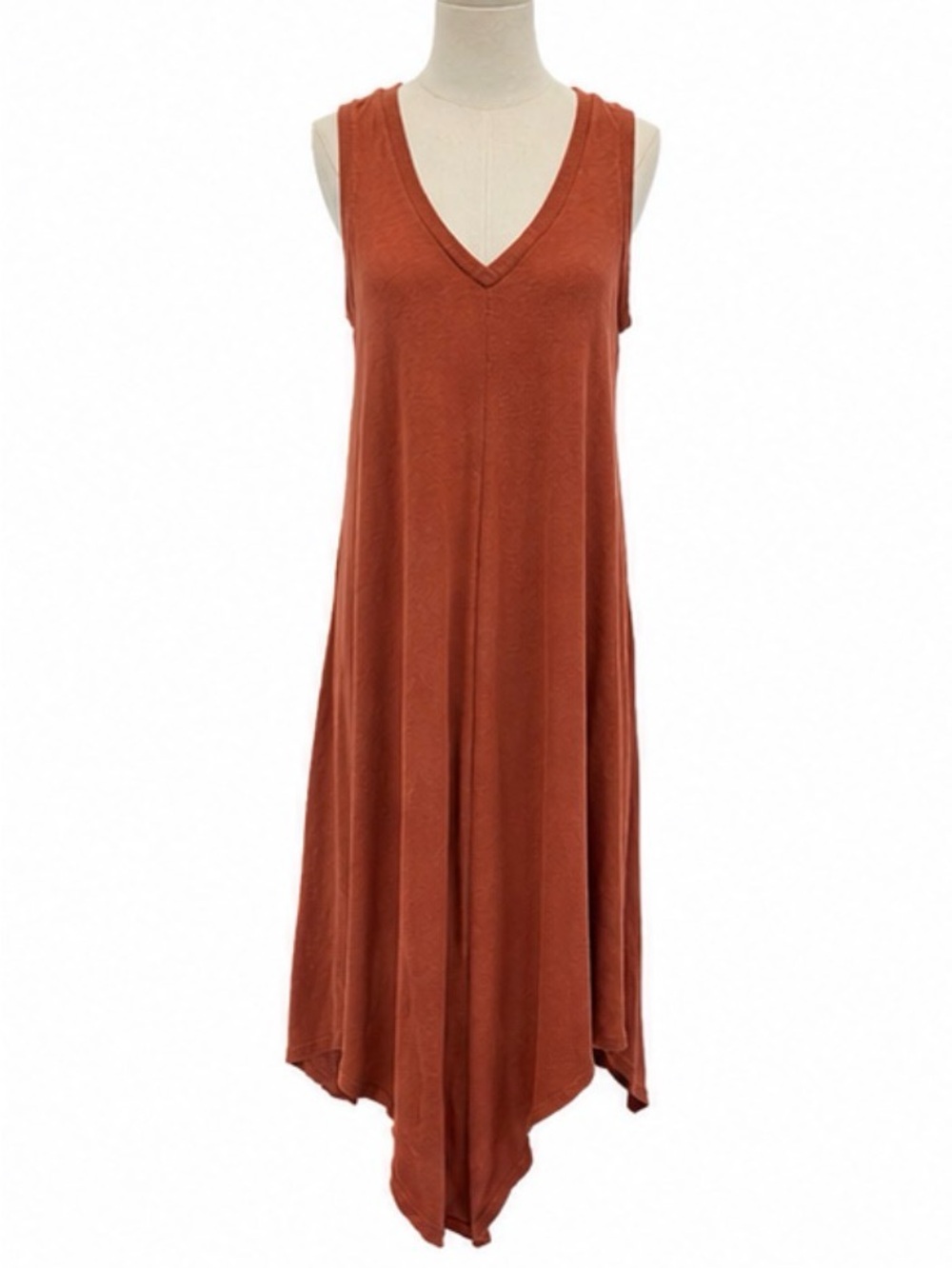 Z Supply Rust Sleeveless Asymmetrical Midi Dress – Size Small
